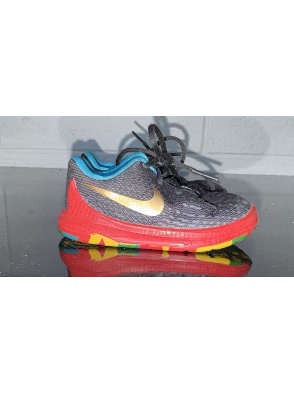 Nike KD 8 TD Boys Baby Infant Athletic Shoes Size 5C Black Gold Red Blue